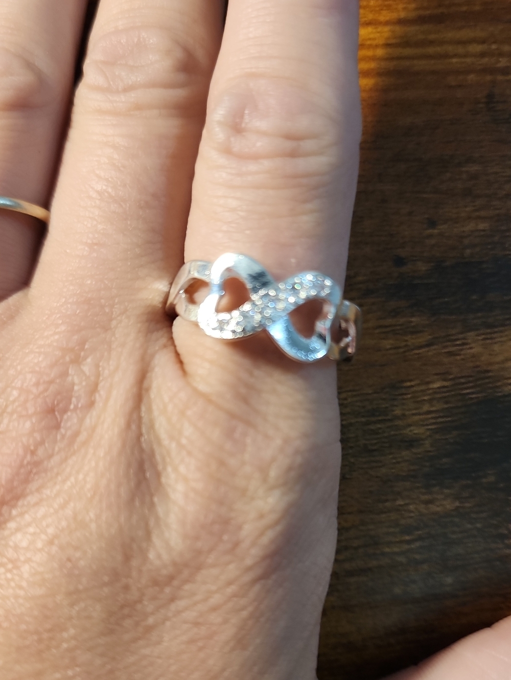 925 Sterling Silver Cubic Zirconia Ring, Double Heart Design, Women's Engagement